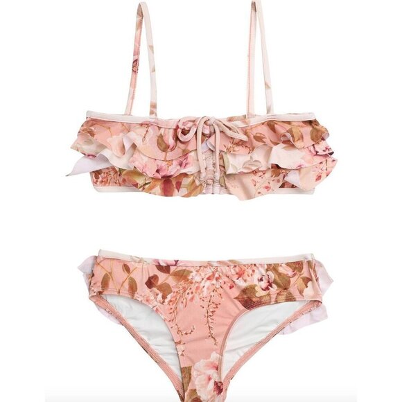 Zimmermann Rosa Spliced Frill Bikini Kids Size US 1